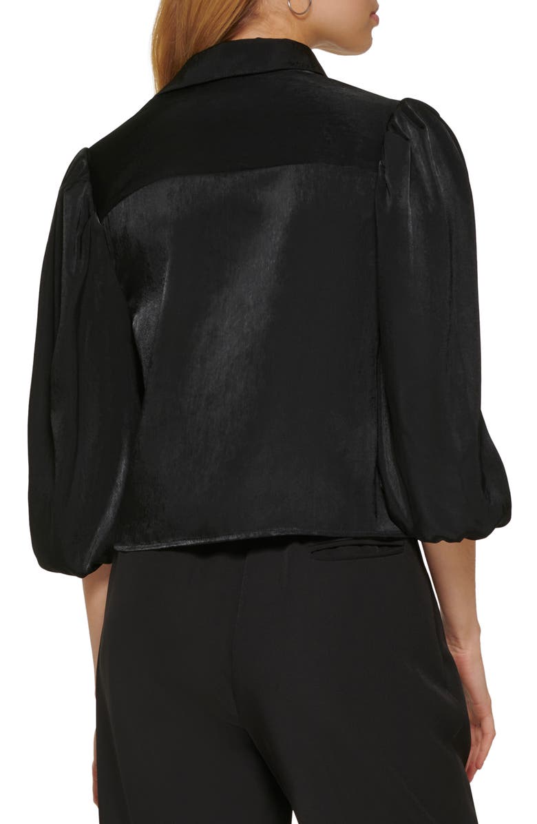 DKNY Puff Sleeve Crop Satin Blouse, Alternate, color,