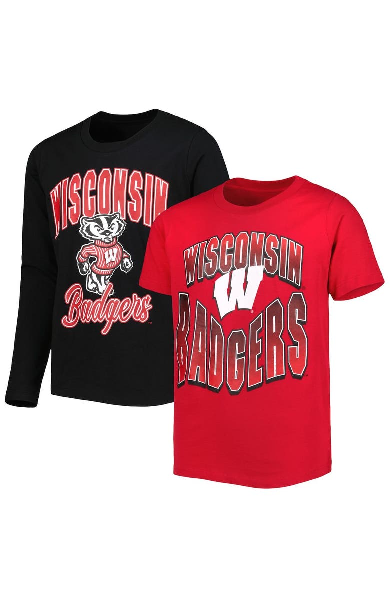 Outerstuff Youth Red/Black Wisconsin Badgers Game Day T-Shirt Combo Pack, Alternate, color, 