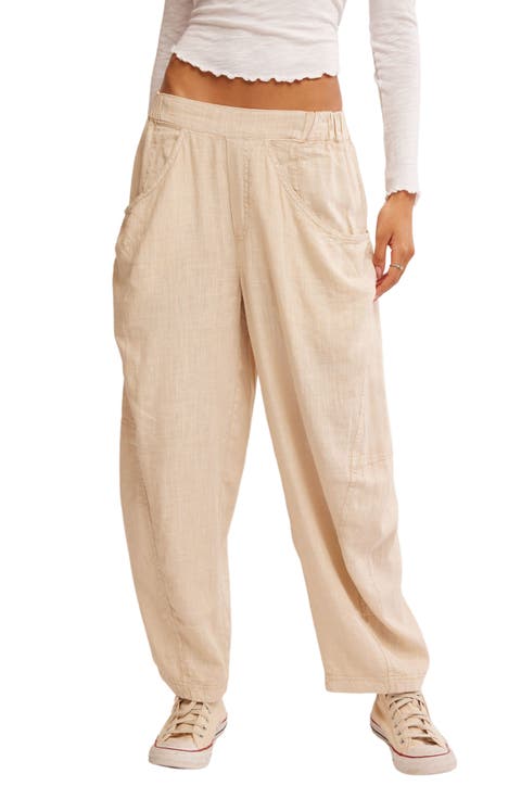 High Road Pull-On Linen Blend Barrel Pants