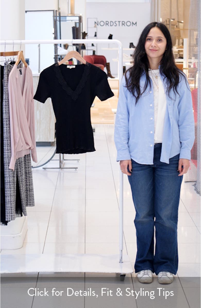 Lace Trim V-Neck Rib Top, sales video thumbnail