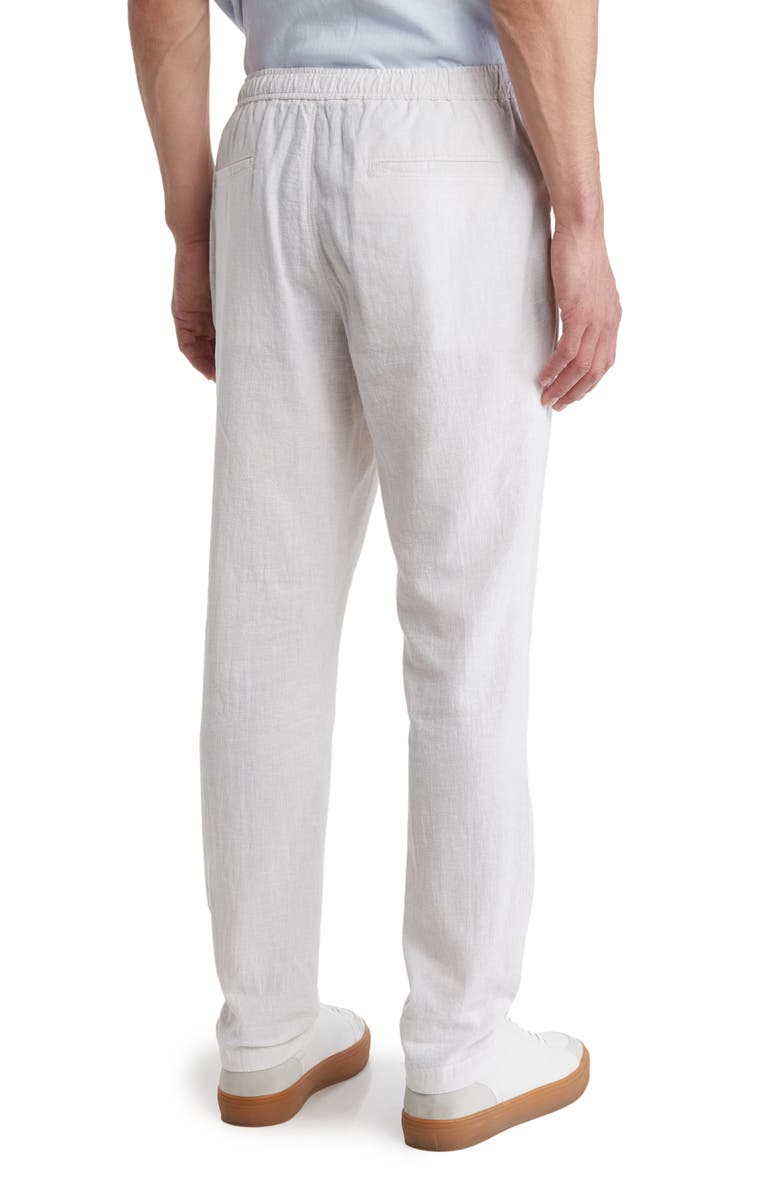 14th & Union Elastic Waist Linen Blend Trim Fit Pants, Alternate, color, Grey- White Eoe