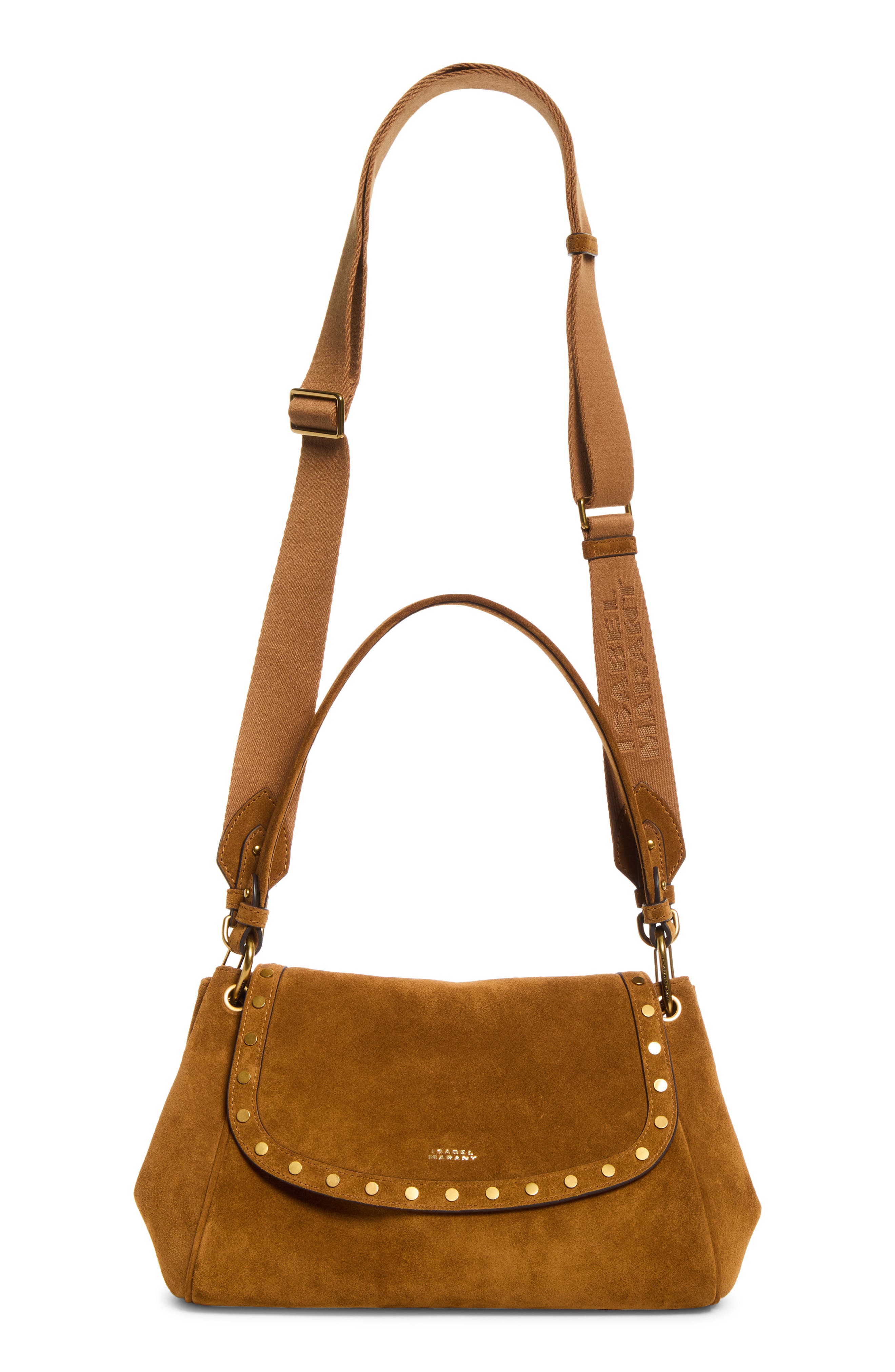 Chany Studded Leather Shoulder Bag, Alternate, color, COGNAC 50CO