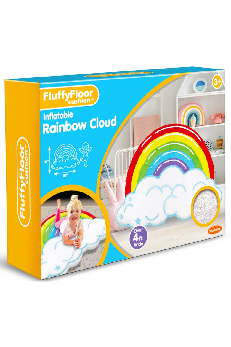 Rainbow Cloud Plush Inflatable Floor Pillow, 52X37 Inches 3+, Alternate, color, Multicolored