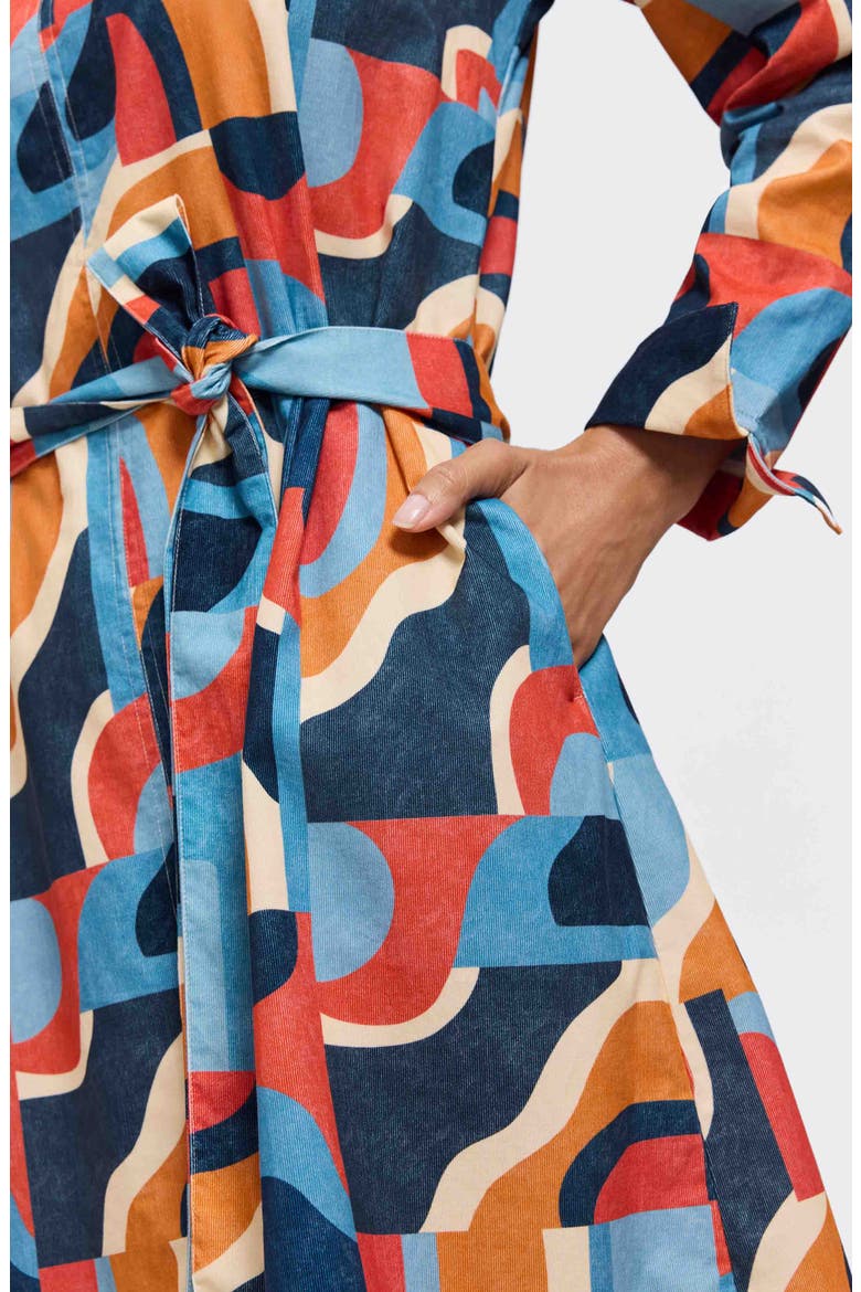 Agnes Print Corduroy Long Sleeve Dress, Alternate, color, BLUE/ RED MULTI