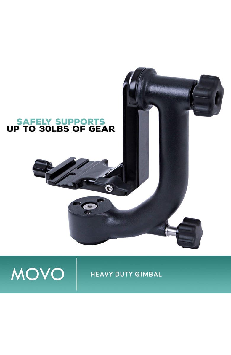 MOVO GH700 MKII Professional Gimbal DSLR Tripod Head with Long and Short Arca-Swiss Plates, Alternate, color, Black