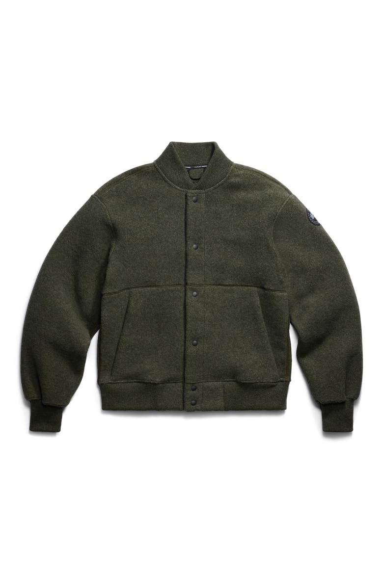 Hudson Black Label Fleece Bomber Jacket, Alternate, color, DARK SAGE