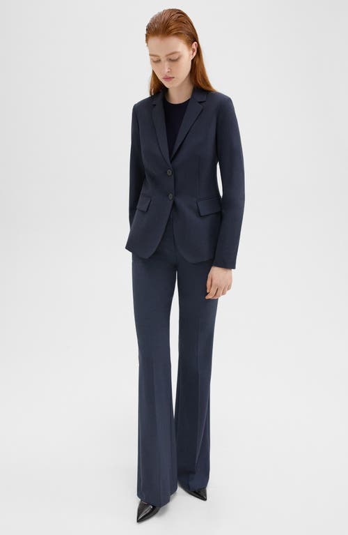 Theory Single-breasted Blazer Jacket In Navy Blue Polyester In Nocturne Navy