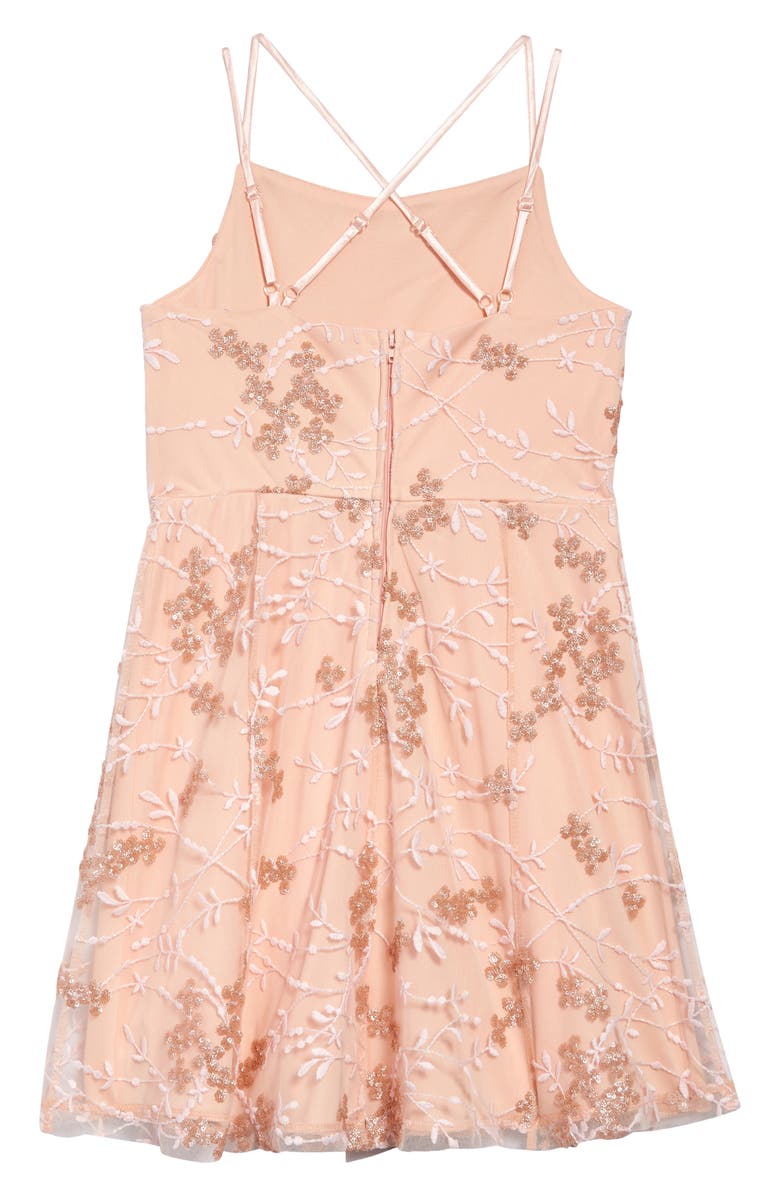 LOVE, NICKIE LEW Kids' Embroidered Mesh Dress, Alternate, color,