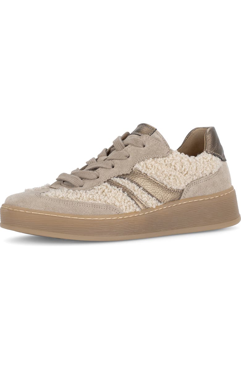 Gabor Genuine Shearling Mixed Media Sneaker, Main, color, Panna