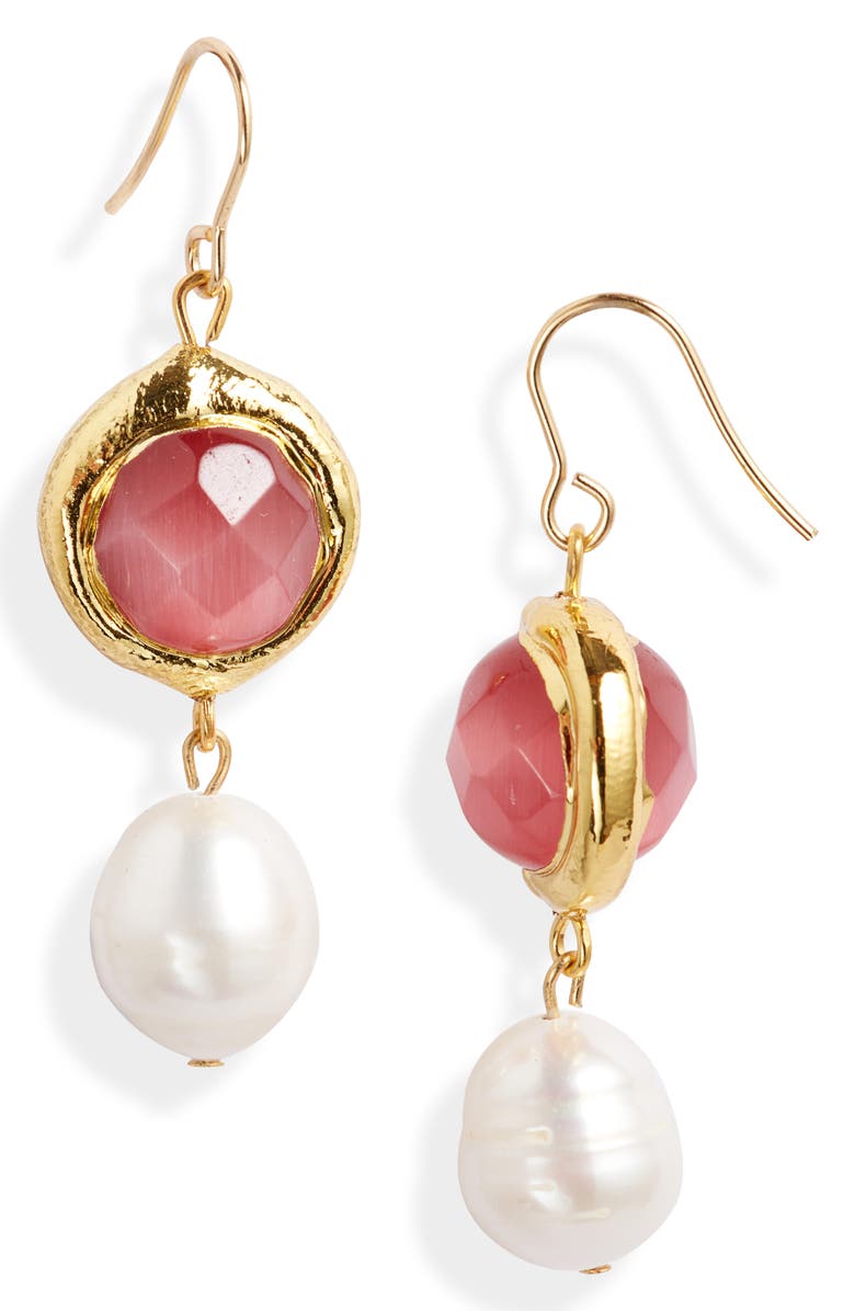 Karine Sultan Freshwater Pearl Drop Earrings, Main, color, Gold