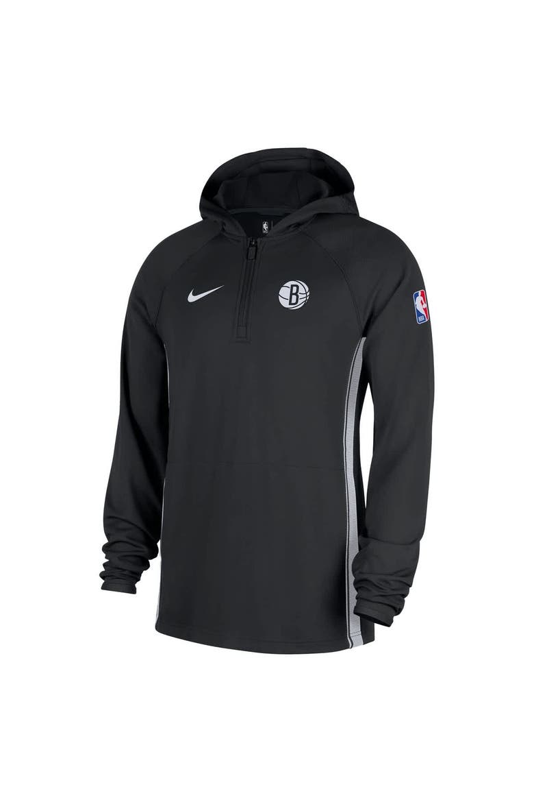 Men's Nike  Black Brooklyn Nets Authentic On Court Zone Quarter-Zip Dri-FIT Hoodie Jacket, Alternate, color, Black