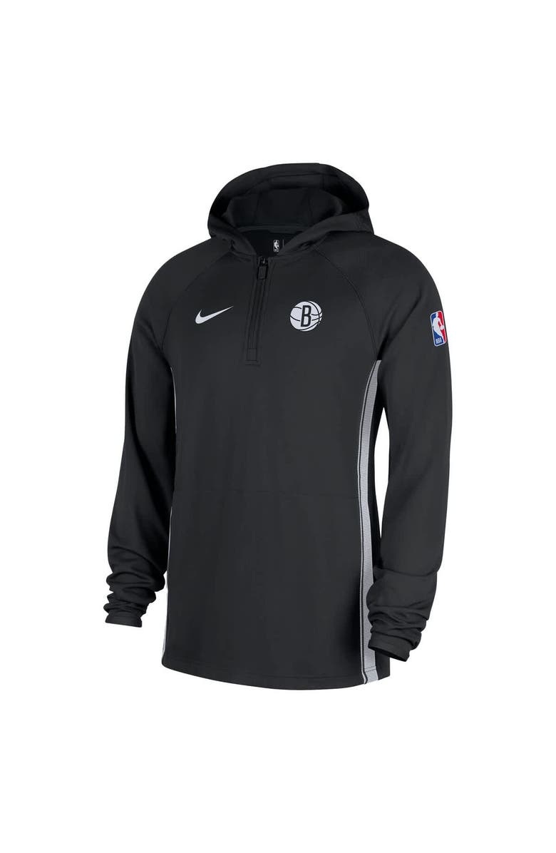 Nike Men's Nike  Black Brooklyn Nets Authentic On Court Zone Quarter-Zip Dri-FIT Hoodie Jacket, Alternate, color, Black