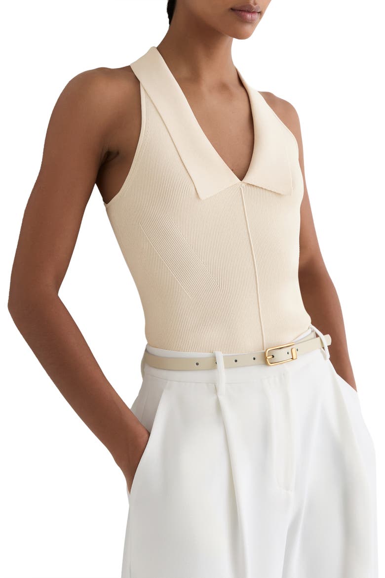 Vera Collared Rib Knit Racerback Tank, Main, color, IVORY