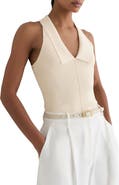 Reiss Vera Collared Rib Knit Racerback Tank