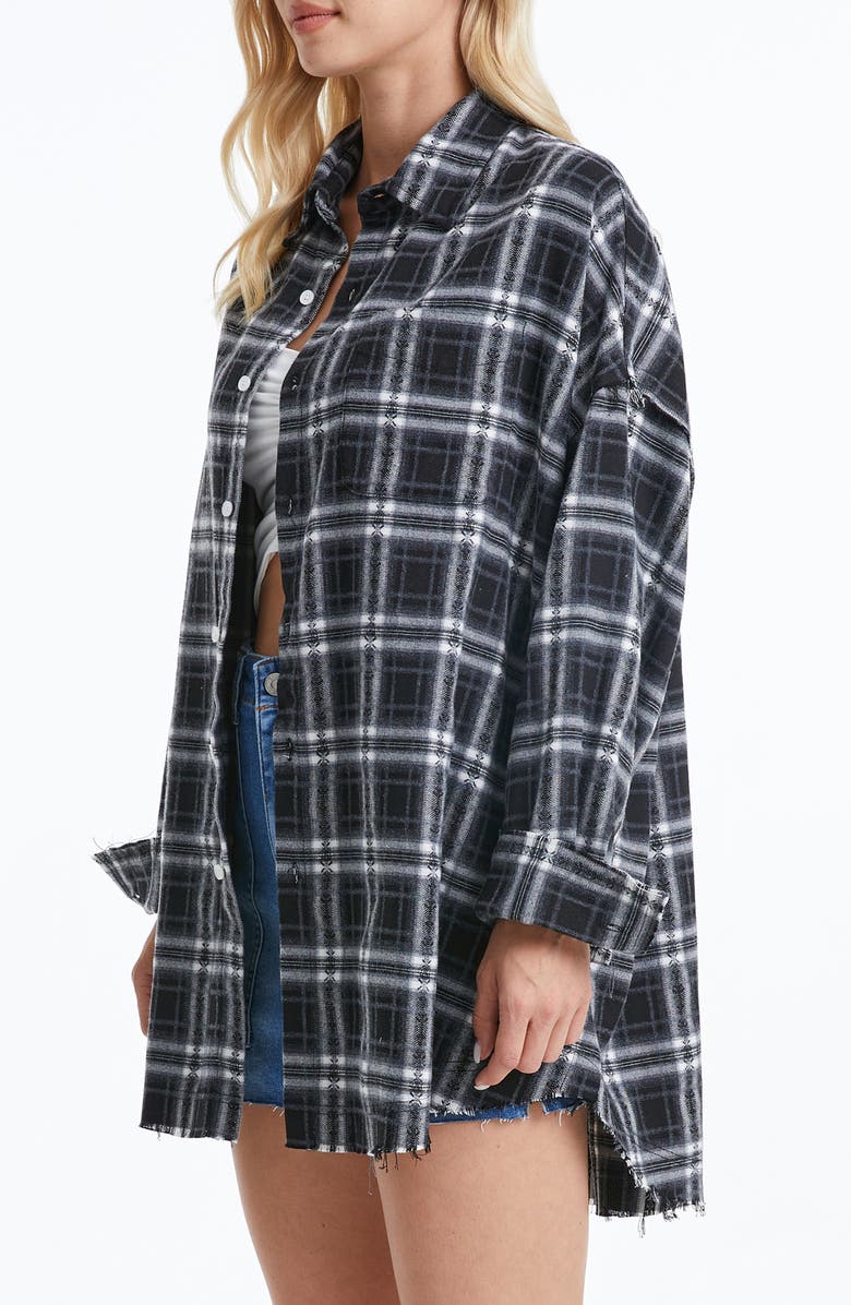Bayeas Plaid Fray Shirt, Alternate, color, Black/ White Plaid