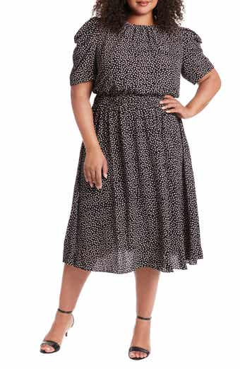 London Times Short Sleeve Midi Dress