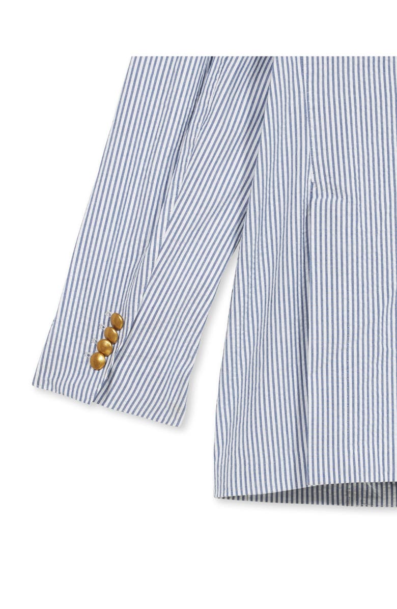 Fortela Double Breasted Seersucker Cotton Jacket, Alternate, color, Blue