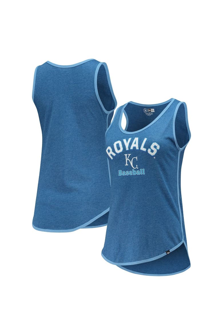 Women's New Era Heathered Royal Kansas City Royals Contrast Binding Scoop Neck Tank Top, Main, color, Royal