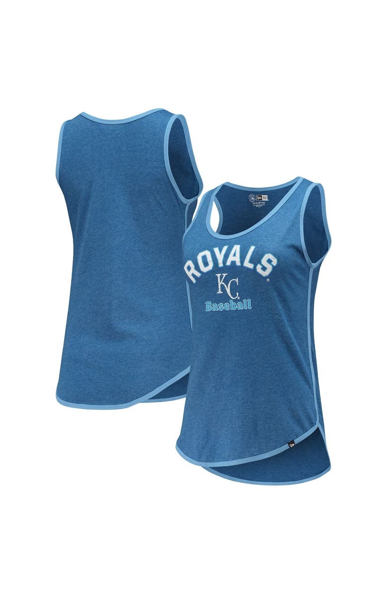 New Era Women's New Era Heathered Royal Kansas City Royals Contrast Binding Scoop Neck Tank Top, Main, color,
