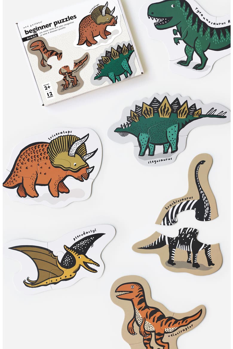 Dino Growth Chart and Beginner Dino Floor Puzzle Bundle, Alternate, color, Dino