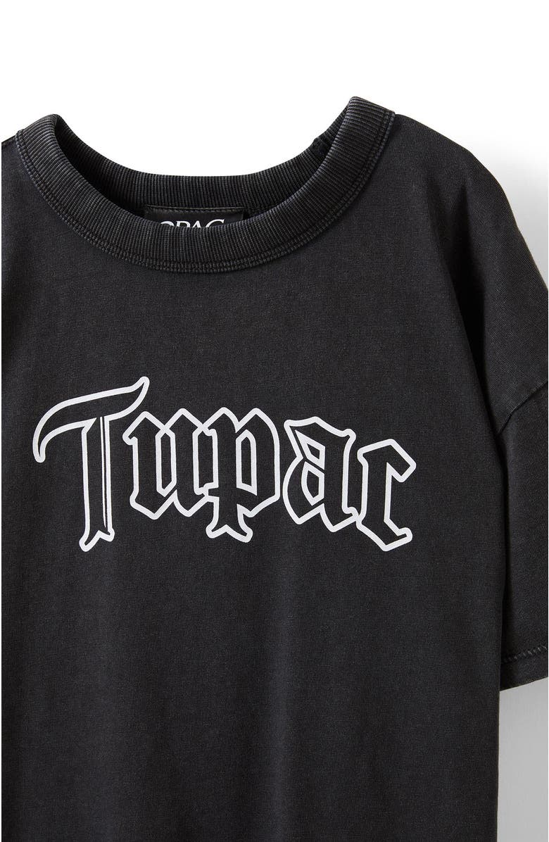 Cotton On Kids Kid's Licensed Drop Shoulder Short Sleeve Tee, Alternate, color, Black Wash Tupac Logo