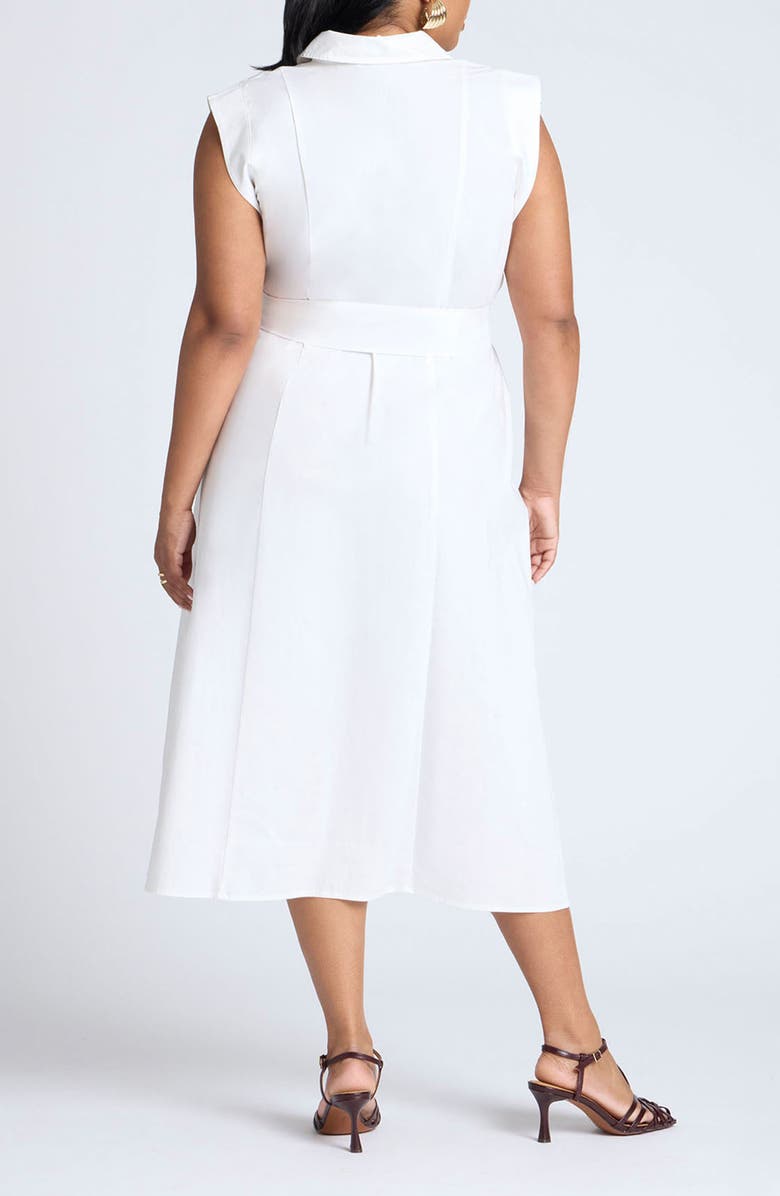 ELOQUII Tie Belt Sleeveless Midi Shirtdress, Alternate, color, 