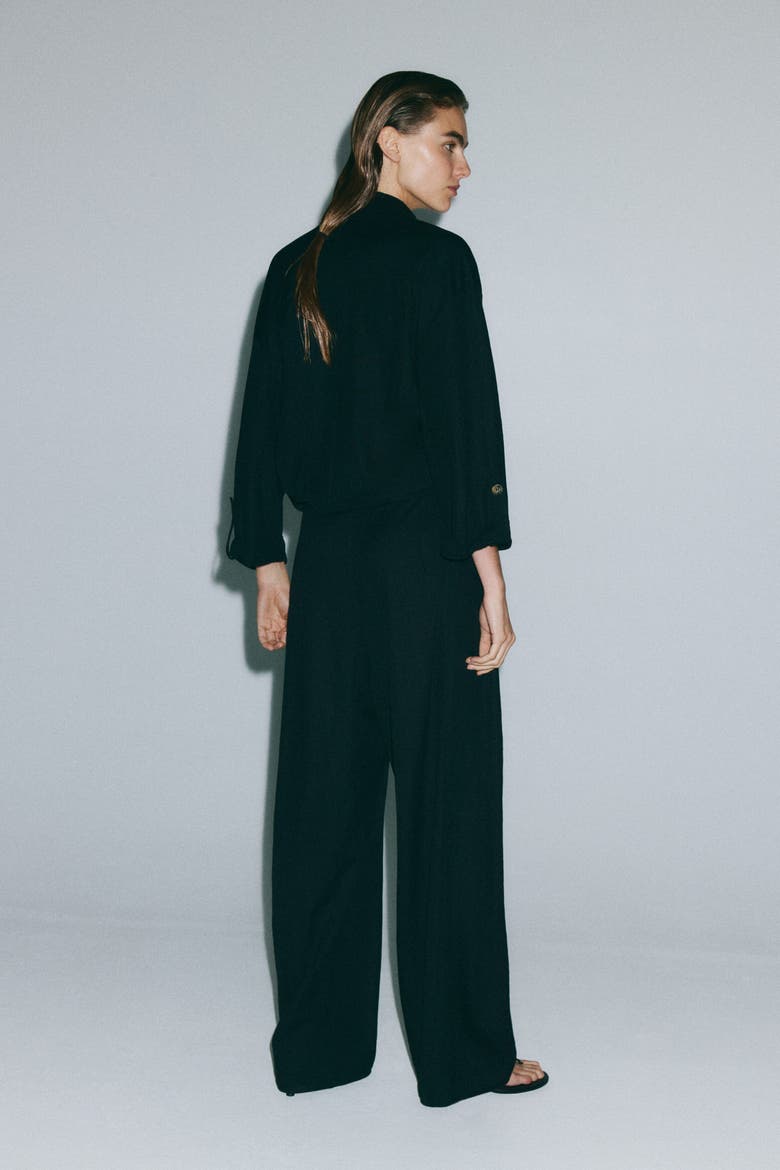 Viscose-blend Barrel-leg Pants, Alternate, color, Black