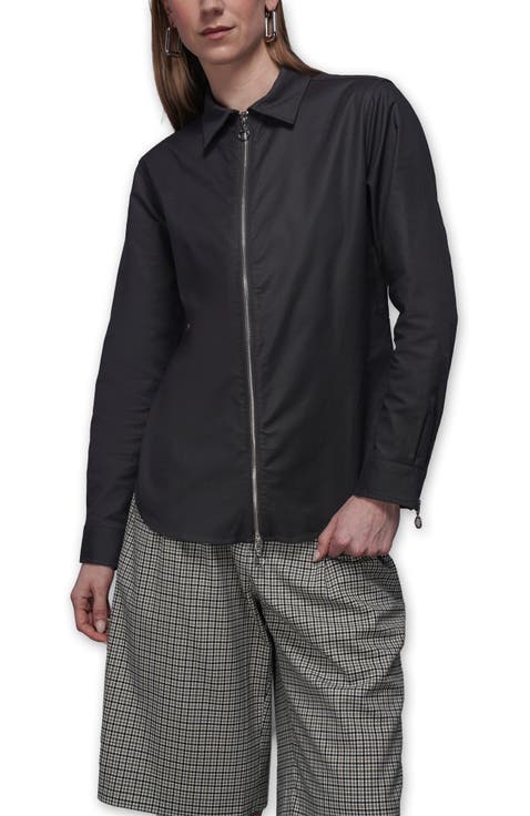 The Essential Long Sleeve Oxford Zip Up Shirt