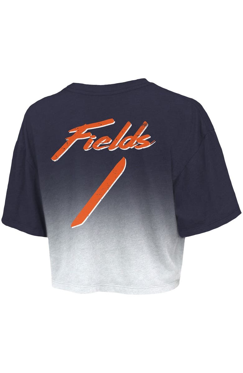 Majestic Threads Women's Majestic Threads Justin Fields Navy/White Chicago Bears Dip-Dye Player Name & Number Crop Top, Alternate, color, 