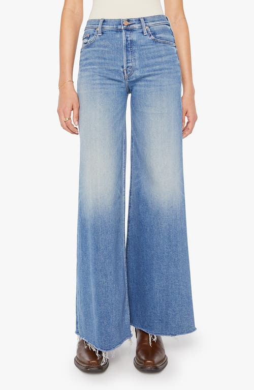 Mother The Tomcat Swisher Sneak Frayed Wide Leg Jeans In Blue