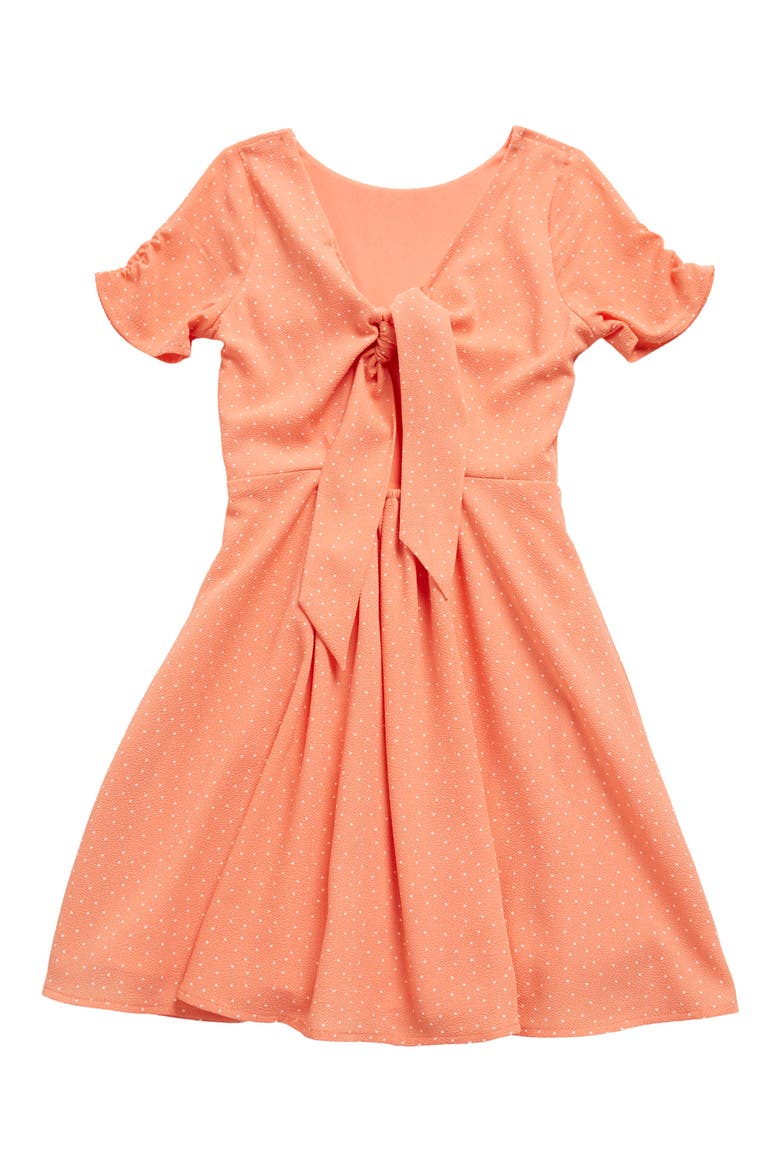 Kids' Pebble Polka Dot Princess Seam Dress, Alternate, color, CORAL