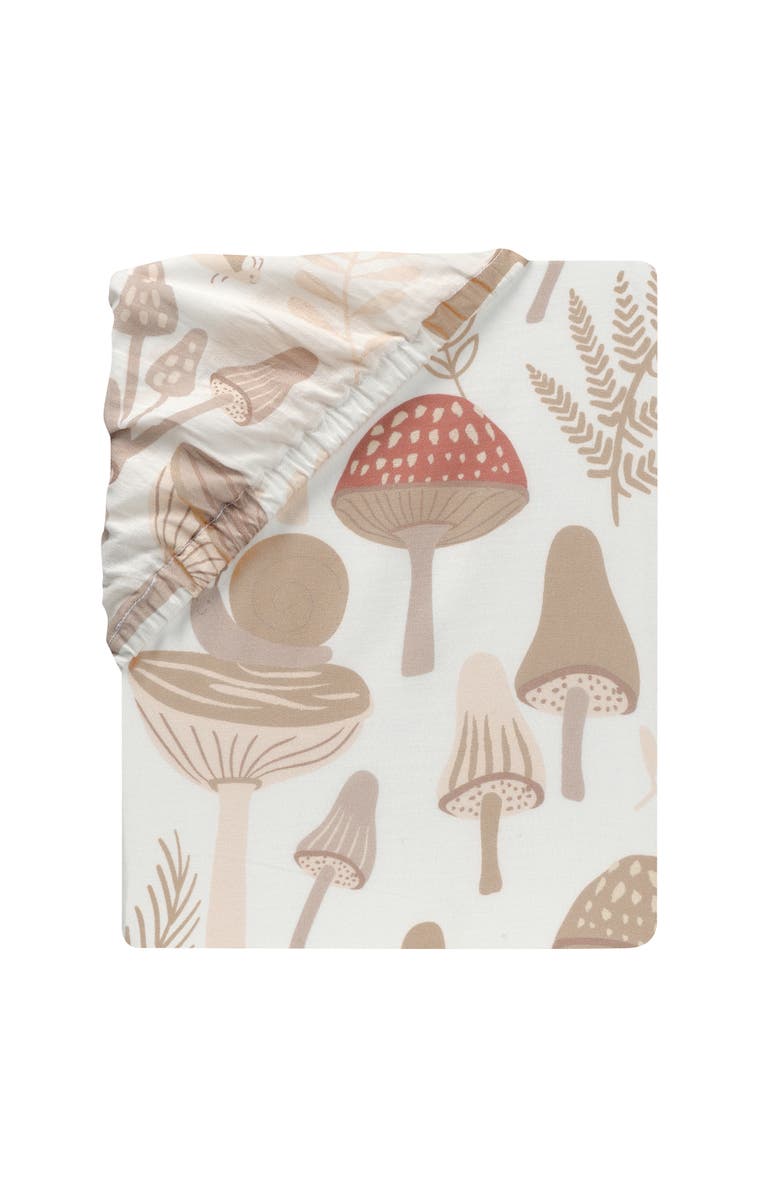 Lambs & Ivy Mushroom Meadow Organic Cotton Fitted Crib Sheet, Alternate, color, White