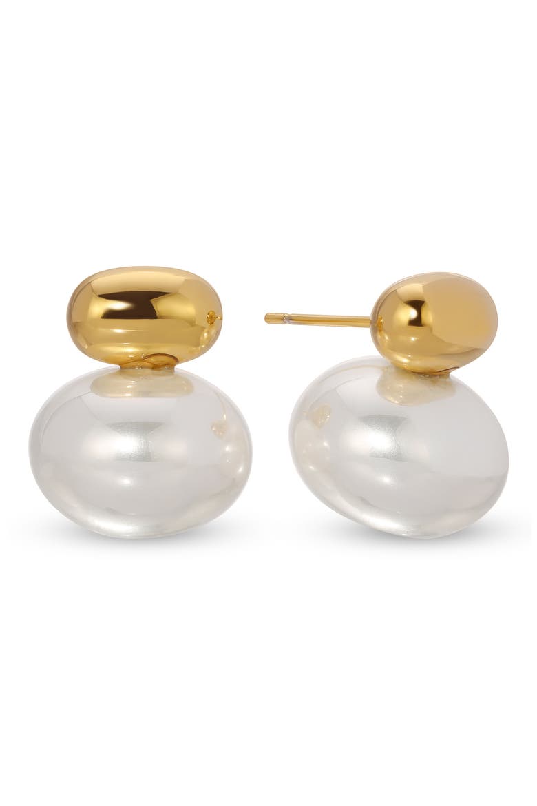 Maria Imitation Pearl Stud Earrings, Main, color, GOLD
