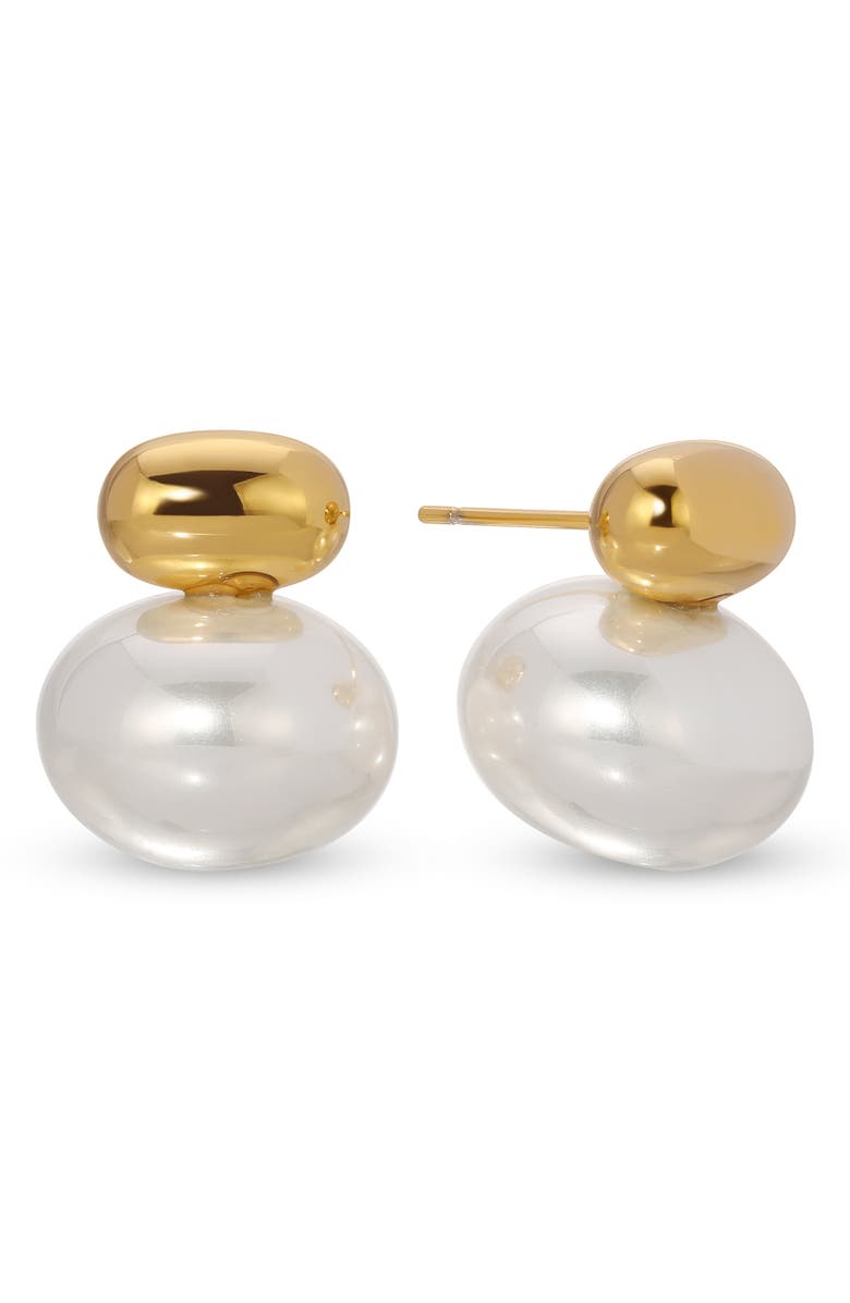EYE CANDY LOS ANGELES Maria Imitation Pearl Stud Earrings, Main, color, Gold
