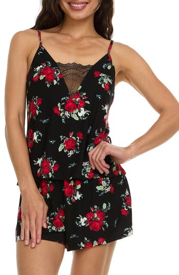 Flora By Flora Nikrooz Women's Jo Floral Cami & Shorts Sleep Set In Black