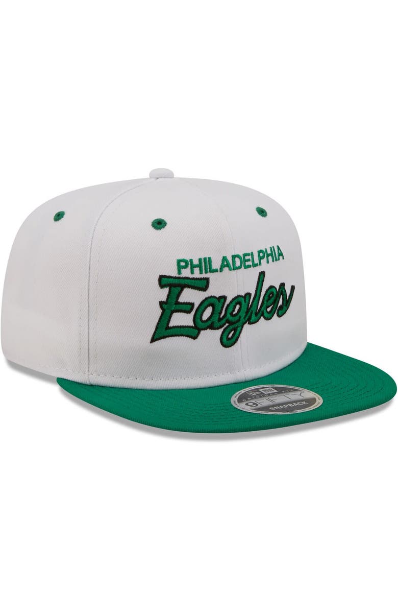 New Era Men's New Era White/Kelly Green Philadelphia Eagles Sparky Original 9FIFTY Snapback Hat, Alternate, color,
