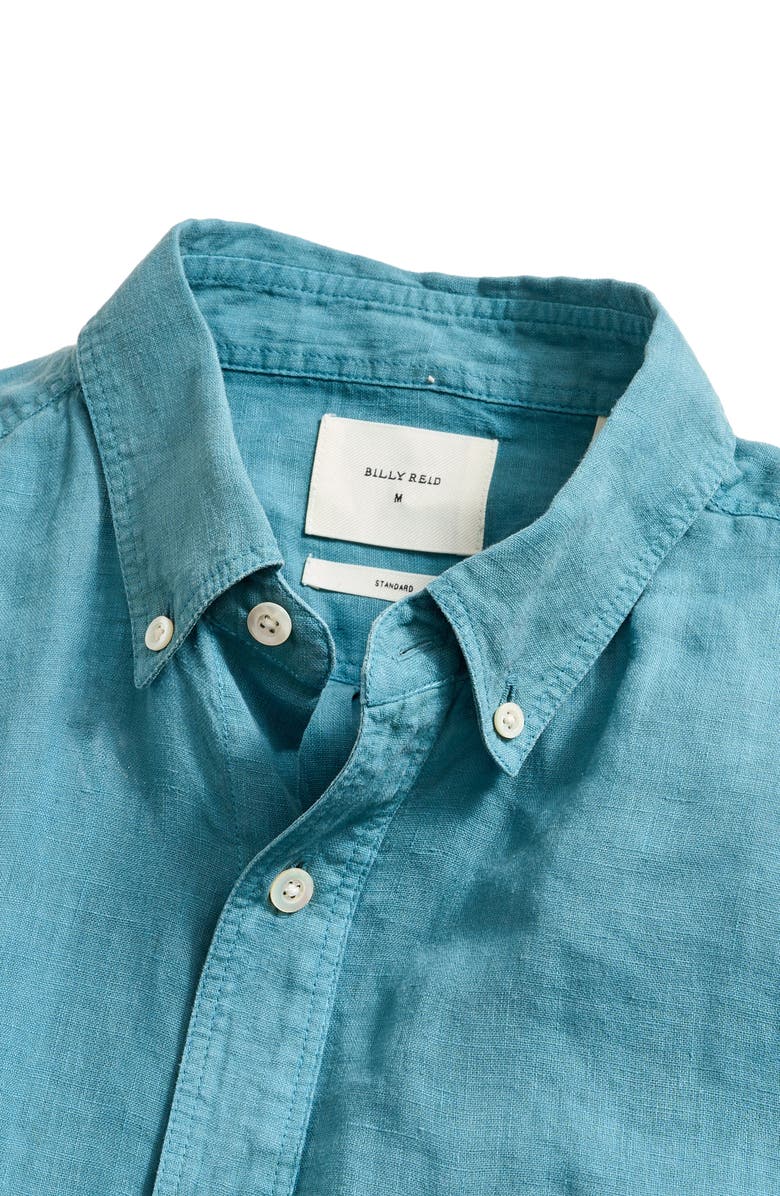 Billy Reid Tuscumbia Linen Button-Down Shirt, Alternate, color, Steel Blue