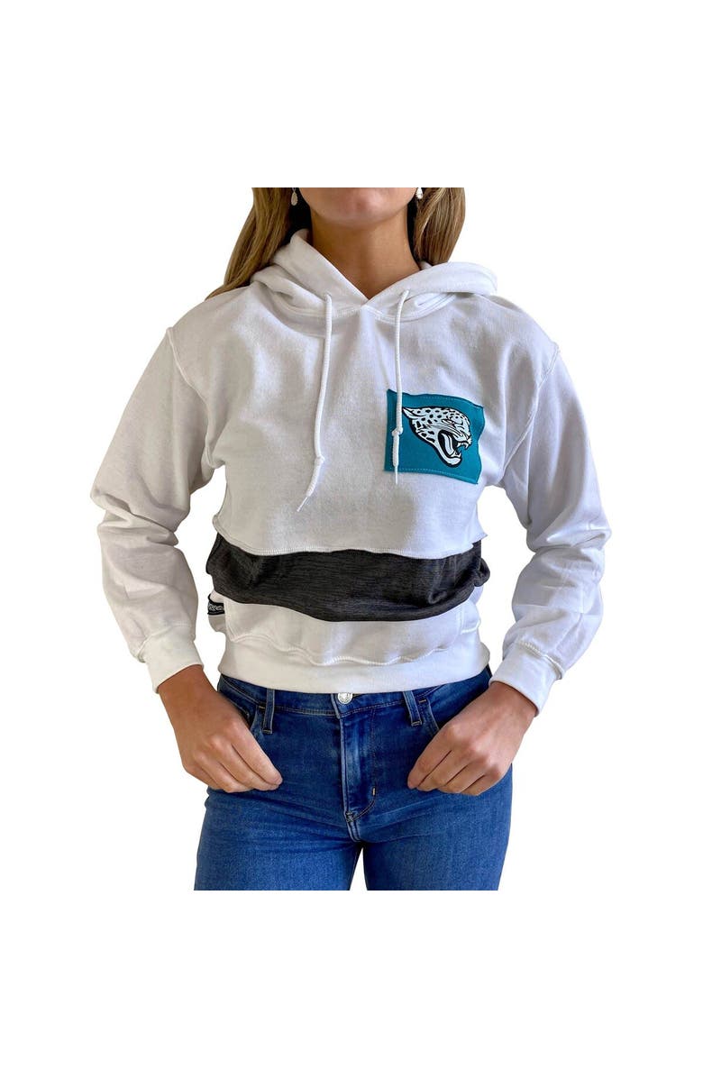REFRIED APPAREL Women's Refried Apparel White Jacksonville Jaguars Sustainable Crop Dolman Pullover Hoodie, Alternate, color, White