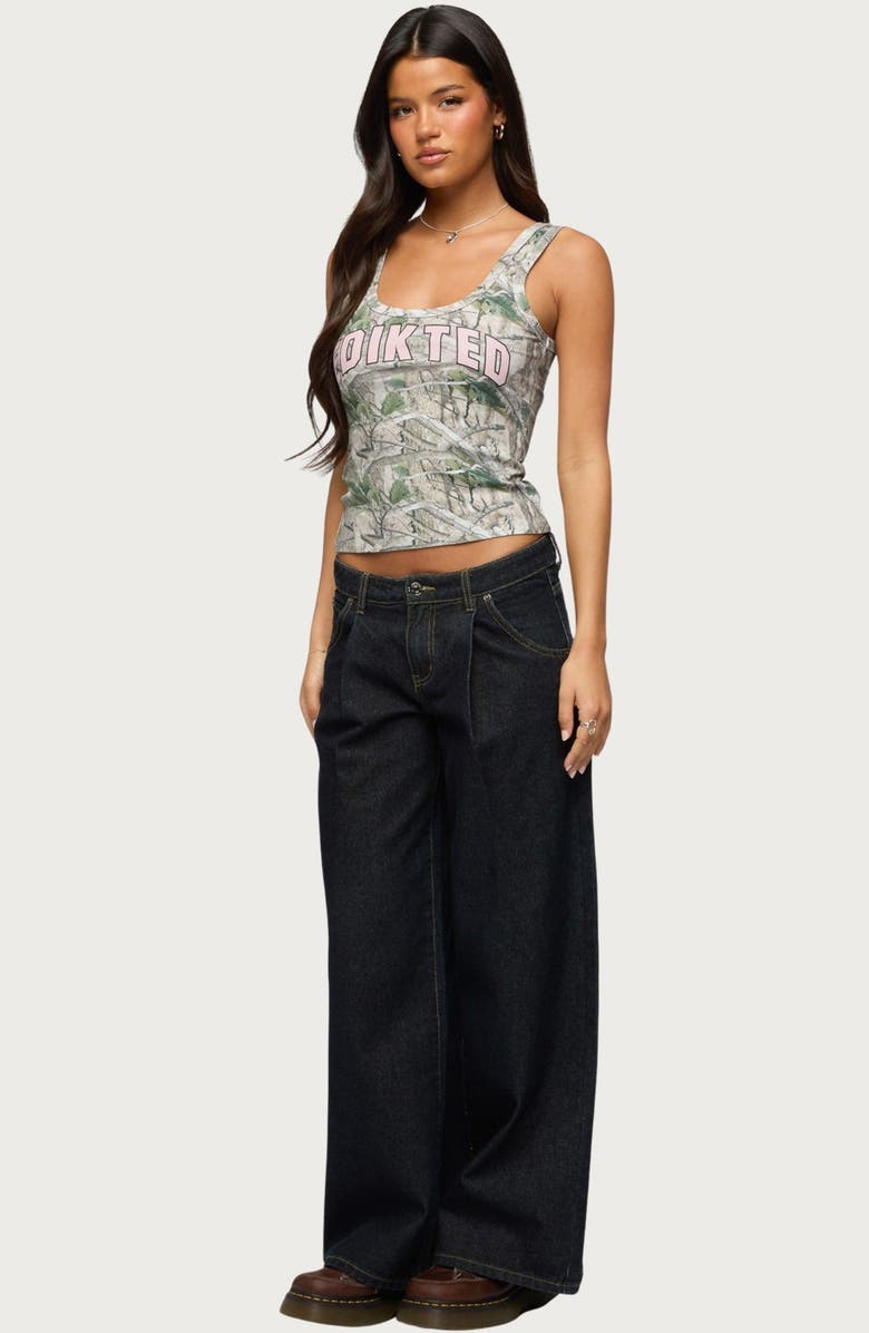 EDIKTED Rib Camo Crop Tank, Alternate, color, 