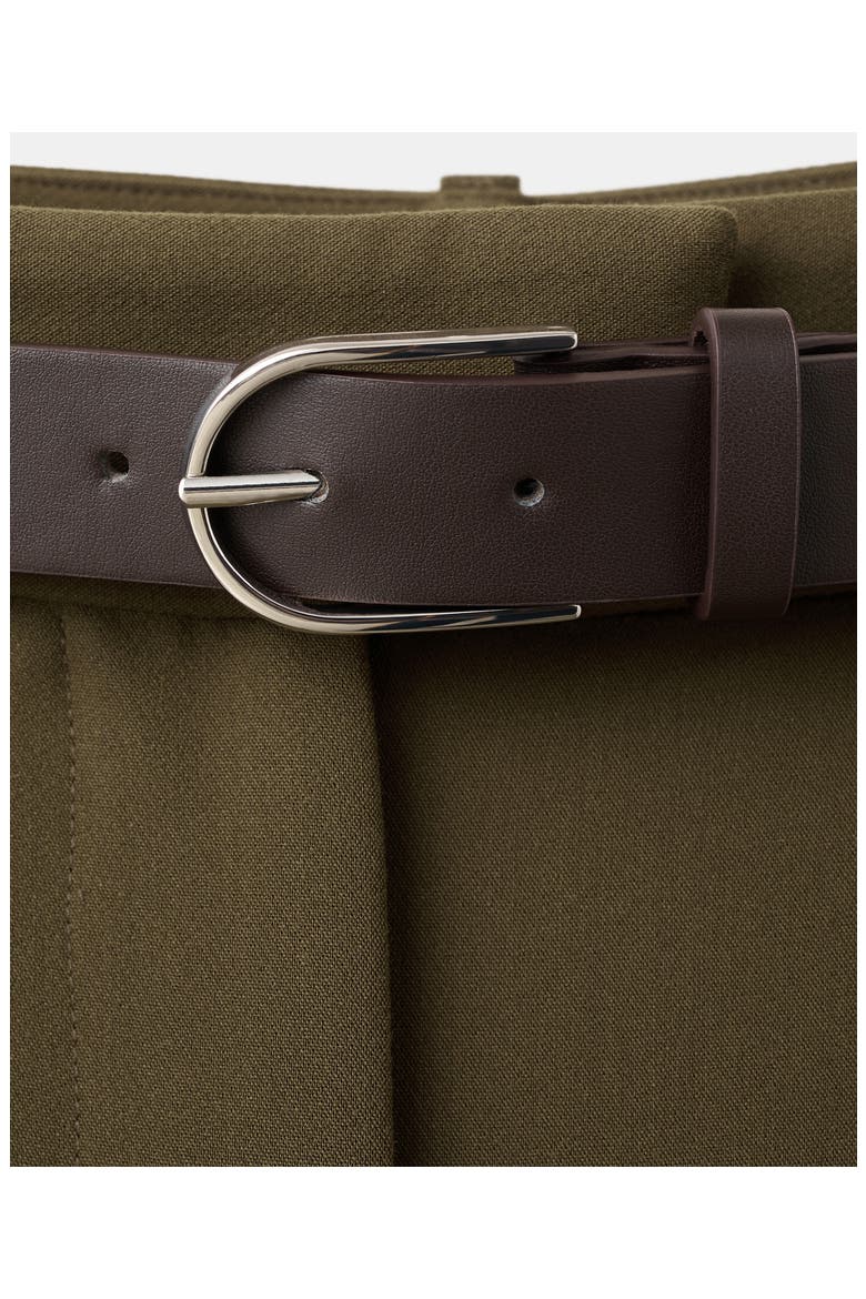 Belted Pleated Straight Leg Pants, Alternate, color, KHAKI GREEN