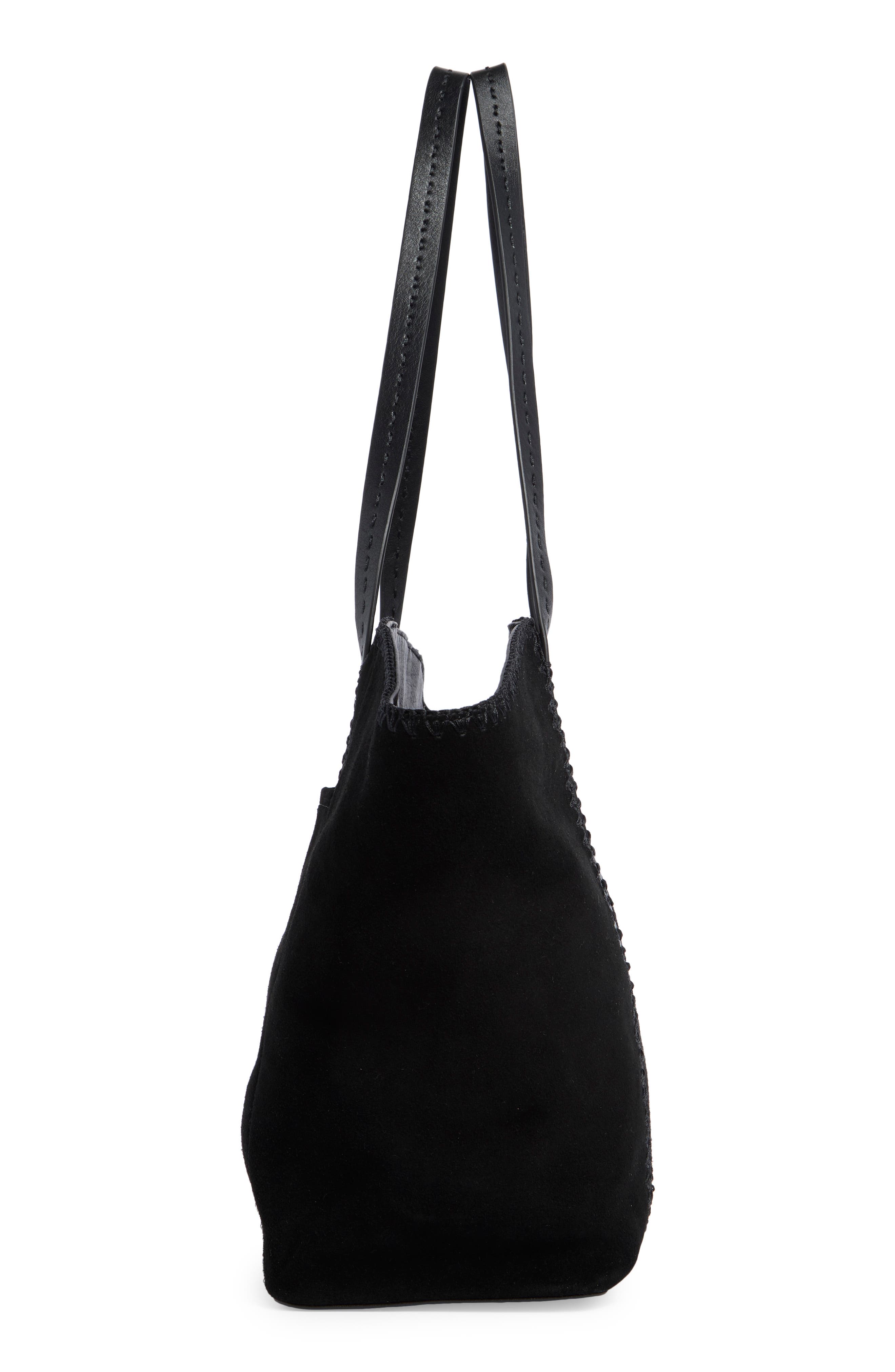 Paradise Leather Tote, Alternate, color, BLACK SUEDE