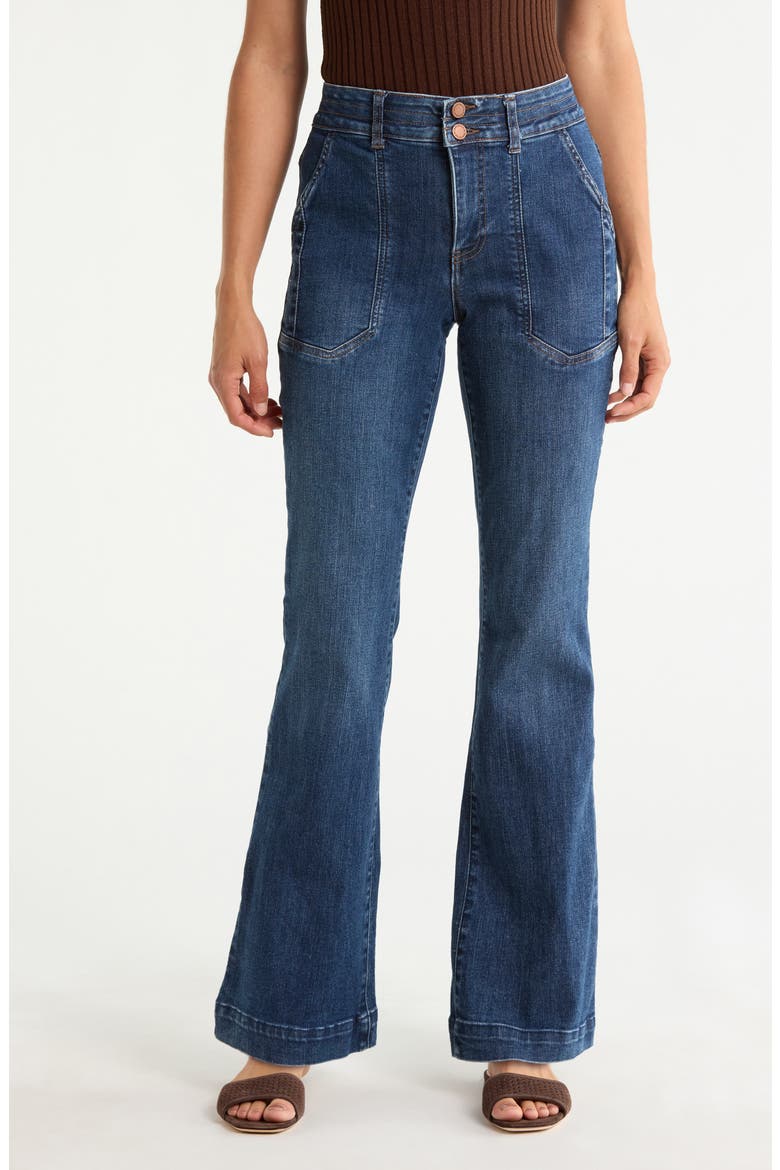 Madison High Waist Utility Pocket Bootcut Jeans, Main, color, MID BLUE