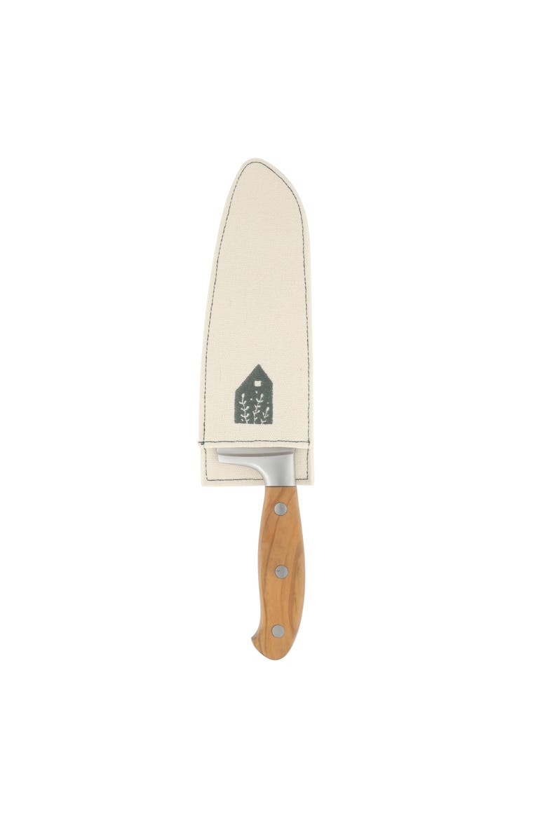 German Steel Santoku Knife W/ Italian Olive Wood Forged Handle, Main, color, Natural Wood