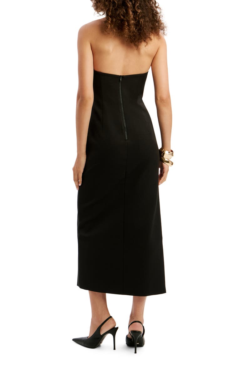 Paltrow Strapless Midi Dress, Alternate, color, BLACK