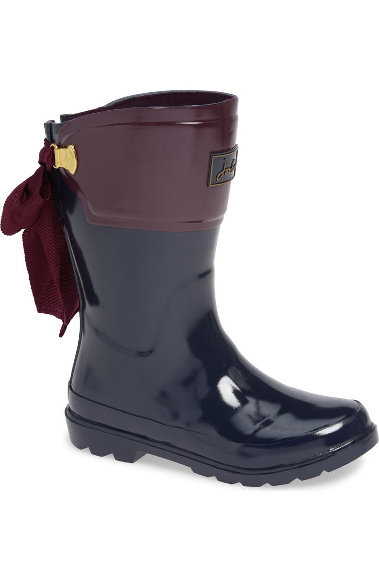Joules Bow Welly Waterproof Rain Boot, Main, color,