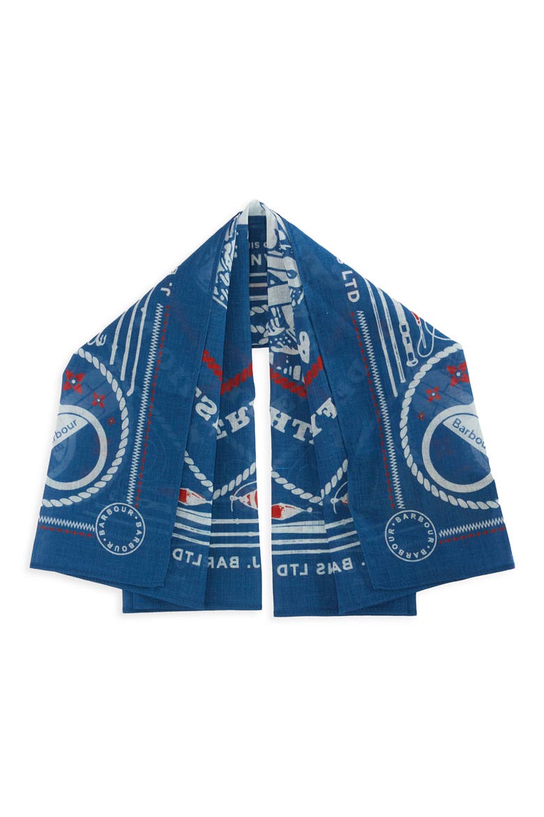 Heritage Print Cotton Bandana Scarf, Alternate, color, SAILBOAT BLUE