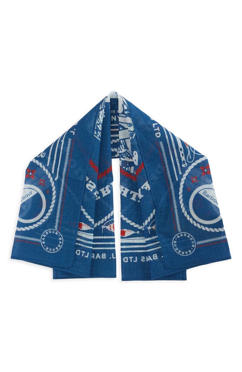 Barbour Heritage Print Cotton Bandana Scarf, Alternate, color, Sailboat Blue