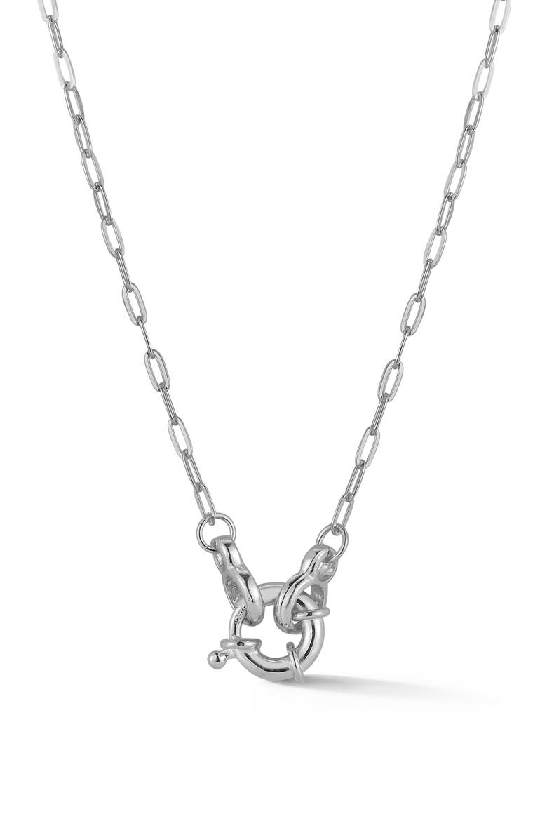 Clasp Paperclip Necklace, Main, color, SILVER - 18 INCH
