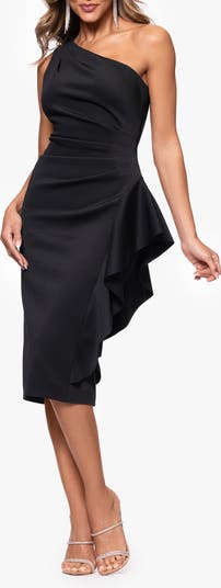 Gathered One-Shoulder Cocktail Dress