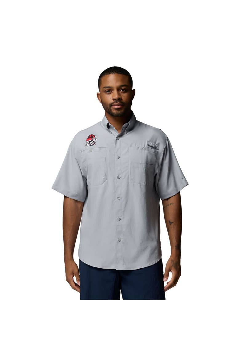 Men's Columbia Gray Georgia Bulldogs Tamiami Omni-Shade Button-Down Shirt, Main, color, Gray